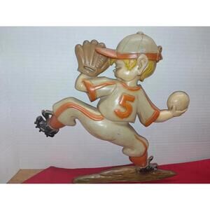 Vintage 1970 Sexton Die Cast Metal Baseball Pitcher 11x11  Hanging Wall Art T1
